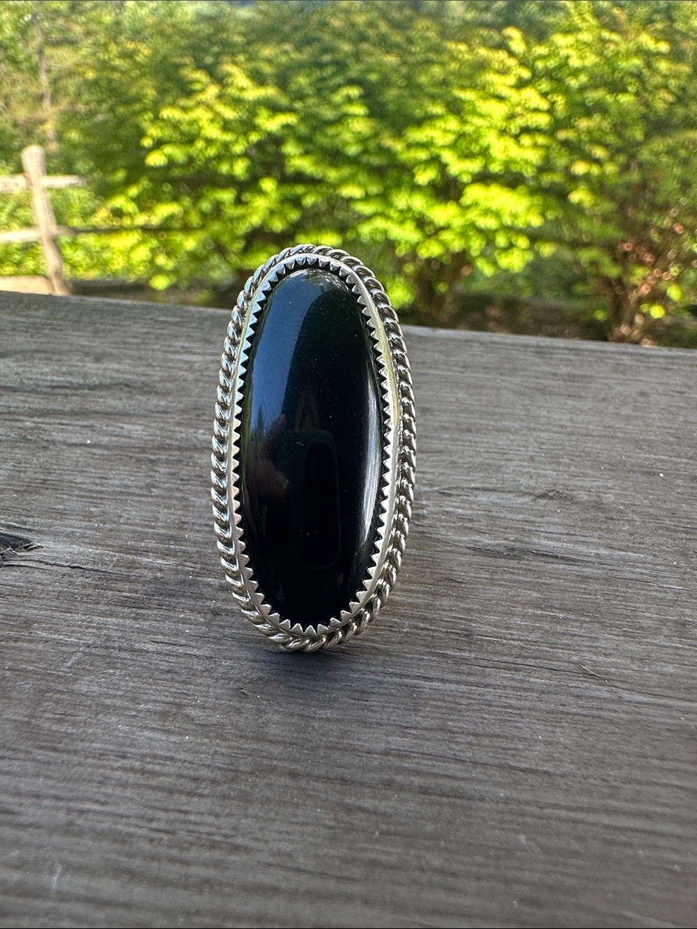Navajo Black Onyx & Sterling Silver Ring
